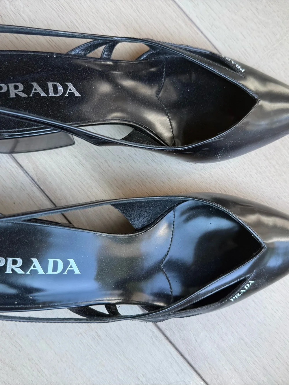 Prada Black cut-out detail Pointed-Toe Slingback Heels